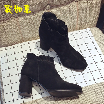 潮流之選 韓版秋新款全磨砂短靴，百搭粗跟及裸靴引領時尚